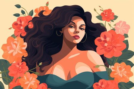 beautiful proud woman floral design for womens day illustrationの素材
