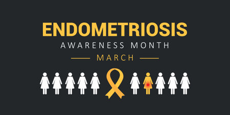 one in ten women has endometriosis illustration of women one with abdominal pains vector illustrationのイラスト素材