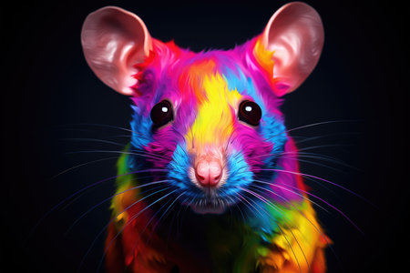 colorful mouse animal portrait illustrationの素材