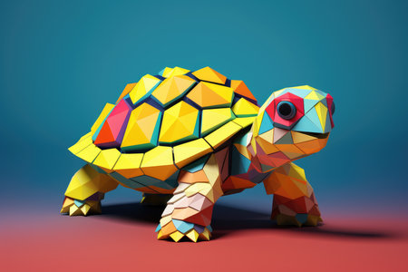 colorful turtle paper art illustrationの素材