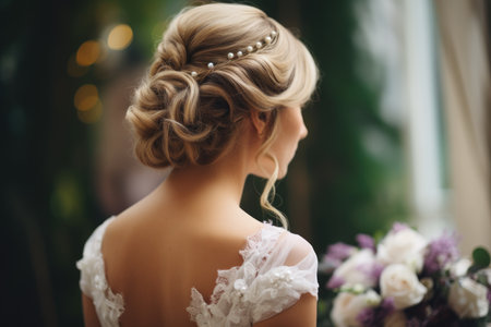 beautiful bride in white wedding dressの素材