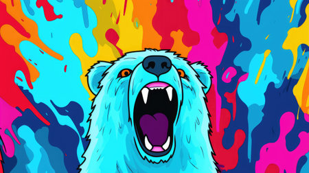 colorful ice bear portrait illustrationの素材