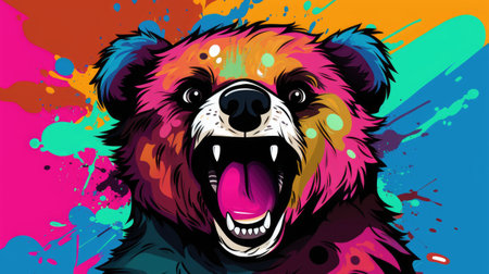 colorful bear animal portrait illustrationの素材