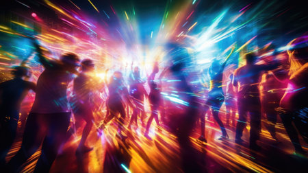 colorful blurred shining background people at partyの素材