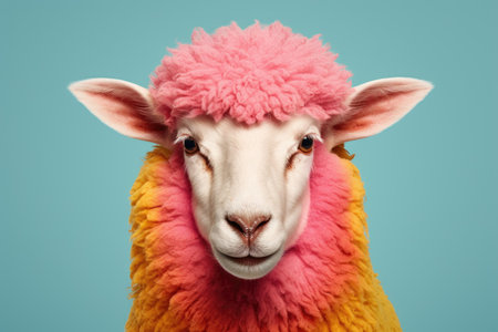 sheep with colorful wool illustrationの素材