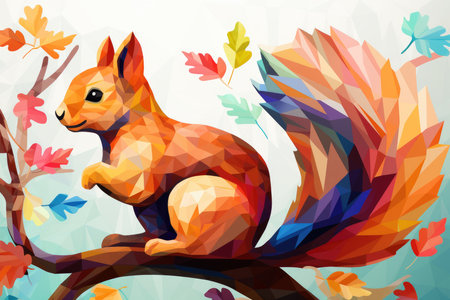 colorful cute squirrel animal illustrationの素材