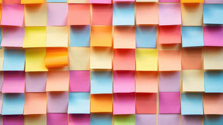 many colorful sticky notes in officeの素材