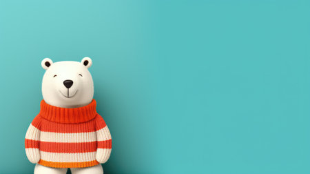 cute icebear in colorful striped sweater illustrationの素材
