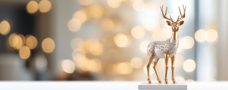 luxury christmas deer decoration figure in cozy livingroomの素材