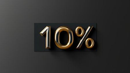 10 percent golden number on dark backgroundの素材