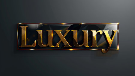 word luxury in golden letters on a black backgroundの素材
