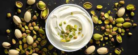 tasty creamy yogurt with healthy pistachiosの素材