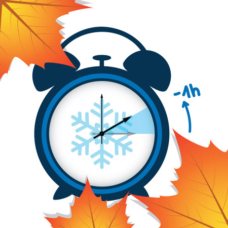time changeover to winter time with autumn leaves vector illustration EPS10のイラスト素材