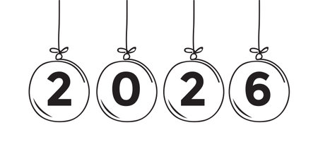 simple christmas balls 2026 isolated vector illustrationのイラスト素材