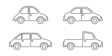 set of different cars isolated simple vector illustrationのイラスト素材