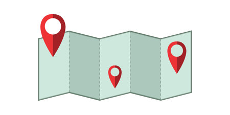 simple map symbol with location pins isolated vector illustrationのイラスト素材
