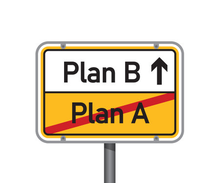 yellow traffic sign with words plan A and plan b isolated vector illustrationのイラスト素材