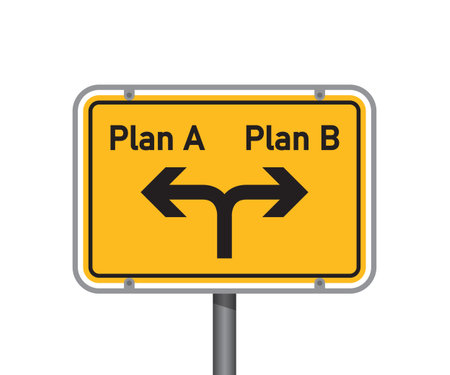 yellow traffic sign with words plan A and plan b isolated vector illustrationのイラスト素材