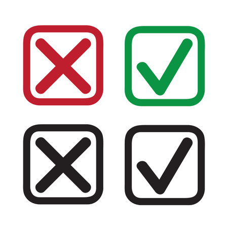 check mark and cross icon set isolated vector illustrationのイラスト素材