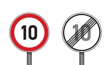 traffic signs set speed limit 10 isolated vector illustrationのイラスト素材