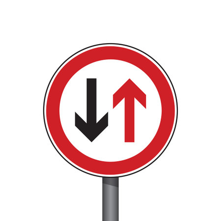 red traffic sign with arrows isolated vector illustrationのイラスト素材