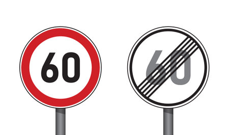 traffic signs set speed limit 60 isolated vector illustrationのイラスト素材