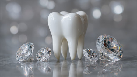 model of human tooth with luxury diamonds aroundの素材