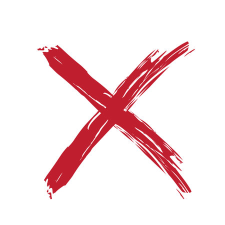 simple red cross brush stroke isolated vector illustrationのイラスト素材