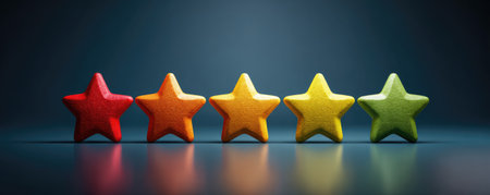 colorful shining stars rating concept illustrationの素材