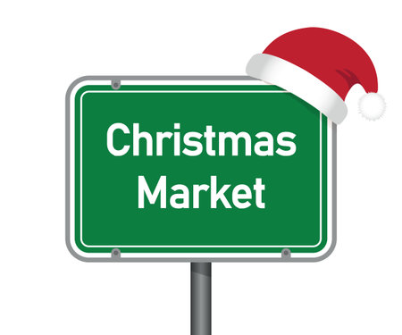traffic sign with words christmas market isolated vector illustrationのイラスト素材