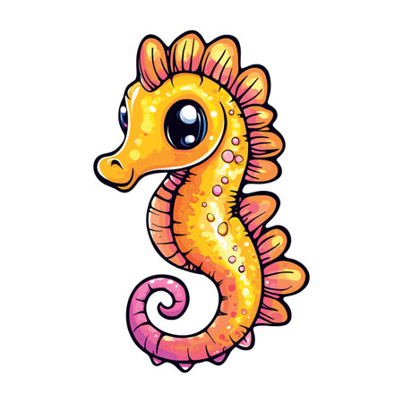 cute little seahorse childish isolated vector illustrationの素材