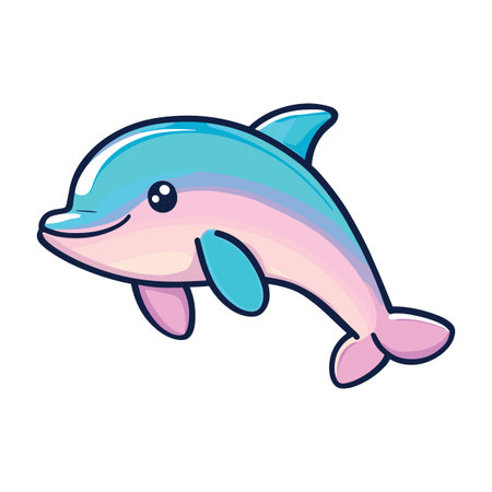 cute little dolphin childish isolated vector illustrationの素材