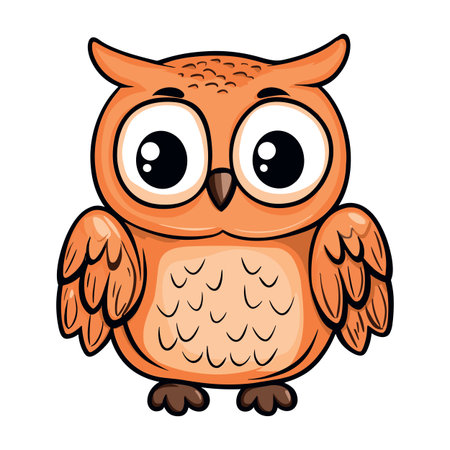 cute little owl childish isolated vector illustrationの素材