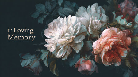 condolence card with flowers in loving memory illustrationの素材