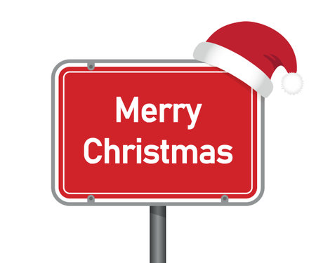 traffic sign with merry christmas text isolated vector illustrationのイラスト素材