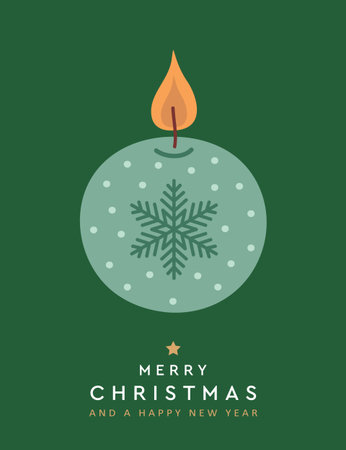 christmas greeting card with candle vector illustrationのイラスト素材
