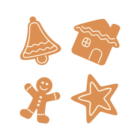 set of christmas gingerbread cookies isolated vector illustrationのイラスト素材