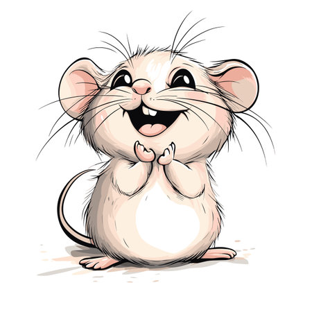 cute little mouse childish isolated vector illustrationの素材