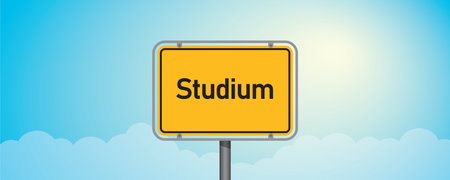 place name sign with german word study on blue sky background vector illustrationのイラスト素材
