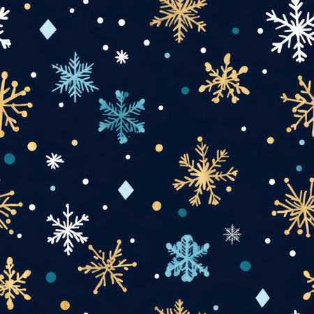 fallen snowflake seamless pattern blue background illustrationの素材