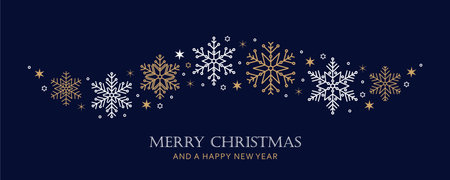 snowflakes and stars border christmas card vector illustrationのイラスト素材