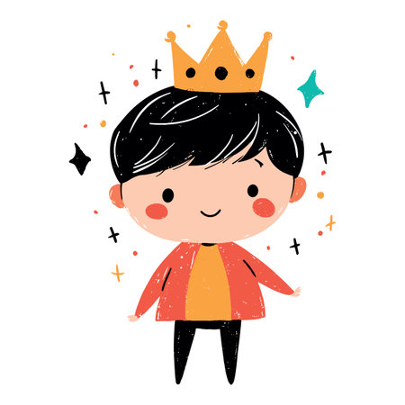cute little prince childish isolated vector illustrationの素材