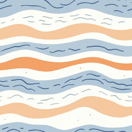waves in soft colors seamless pattern background illustrationの素材