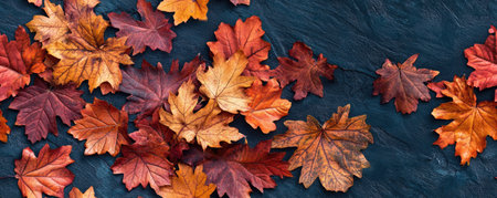 autumn leaves seamless pattern background bannerの素材