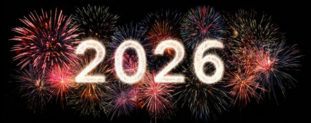 happy new year 2026 firework illustraionの素材