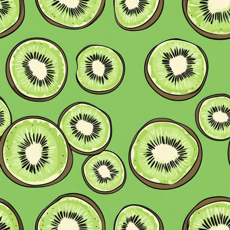 kiwi seamless pattern background illustrationの素材