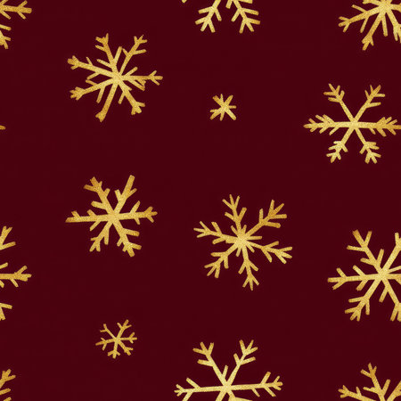 fallen snowflake seamless pattern red background illustrationの素材