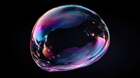 single soap bubble on dark backgroundの素材