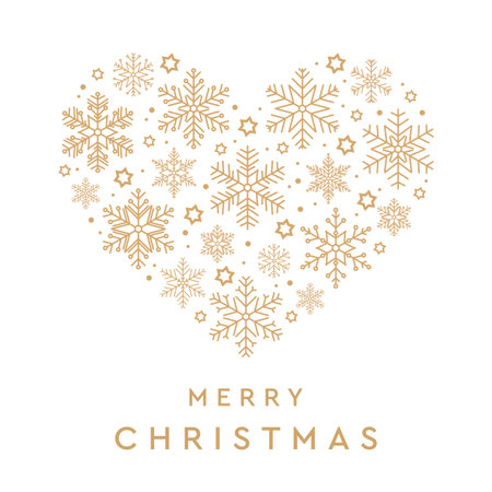 merry christmas greeting card with heart made of snowflakes vector illustrationのイラスト素材