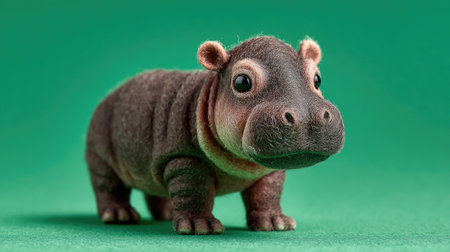 cute hippo figure made of felt for playful decoration and creative craft ideasの素材